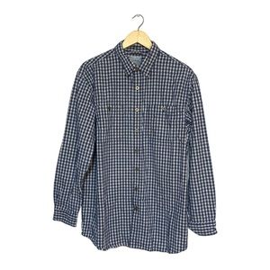 LL Bean Men’s Heavyweight Button Front Casual Dress Shirt Blue Plaid Large Tall